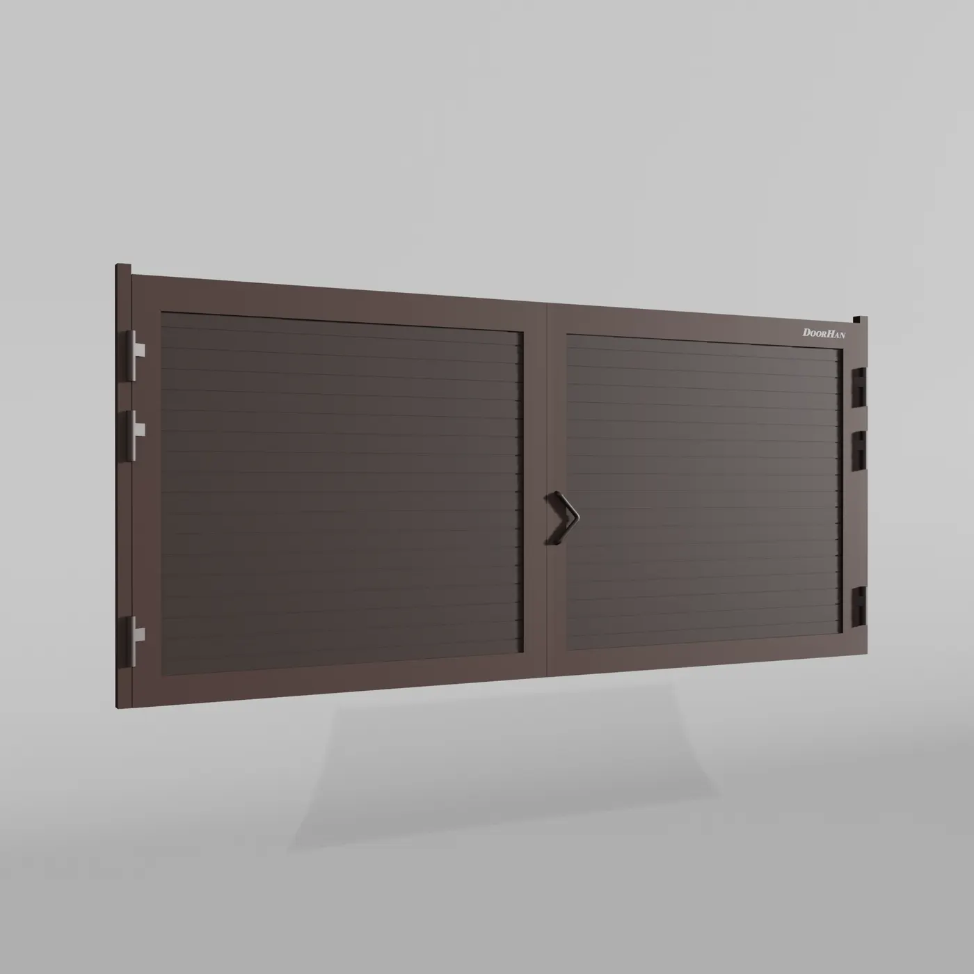 Распашные ворота DoorHan 4700х1700 цвета RAL 8017 (коричнево-красный) с дизайном «доска» с автоматикой
