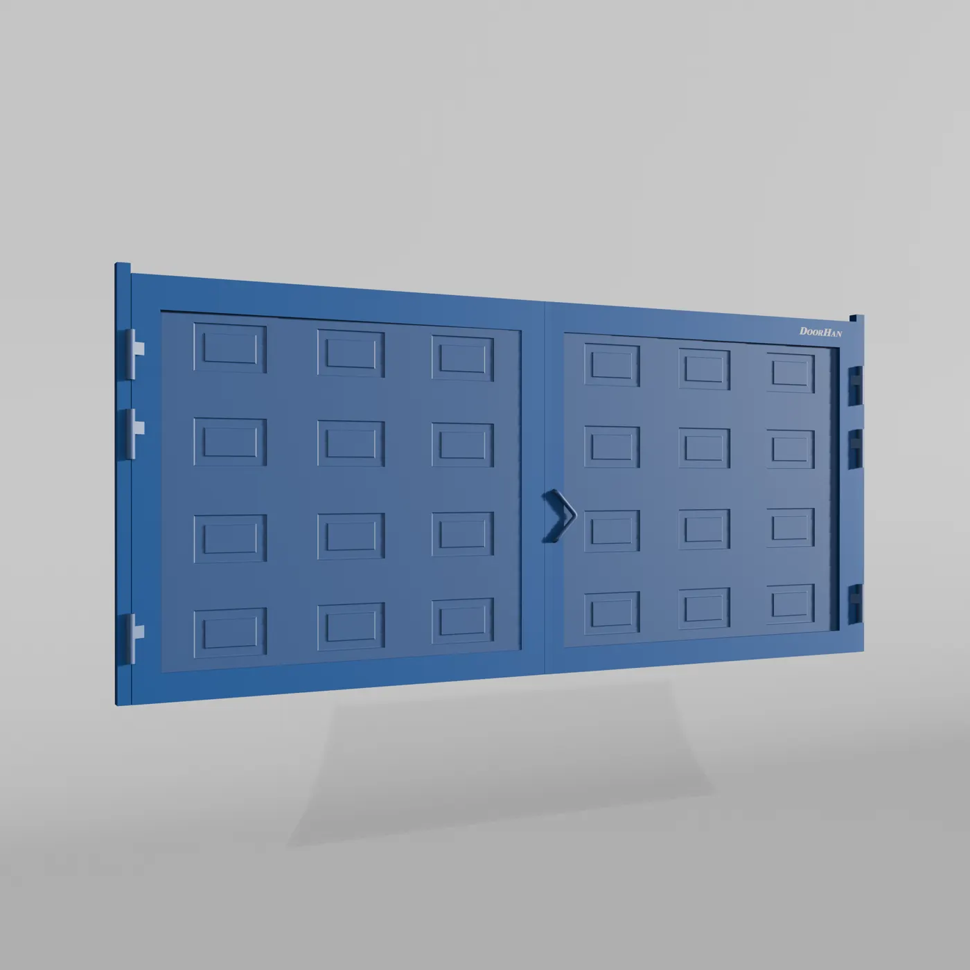 Распашные ворота DoorHan 4600х1700 цвета RAL 5005 (синий) с дизайном «филенка» с автоматикой