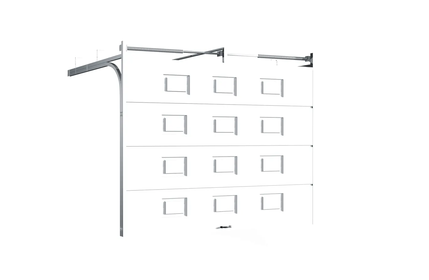 Секционные ворота DoorHan стальные 2700х2600 цвета RAL 9006 (серебристый) с дизайном «филенка» без автоматики